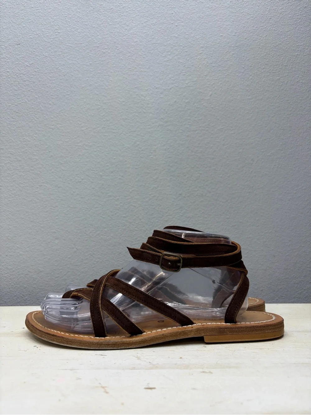 K. Jacques Brown Leather Zenobie Ankle Strap Sandals Size 40